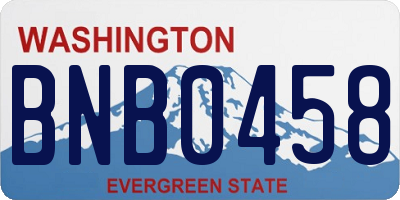 WA license plate BNB0458