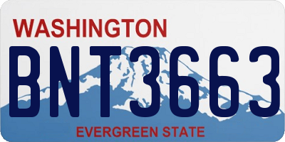 WA license plate BNT3663