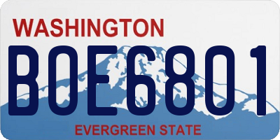 WA license plate BOE6801