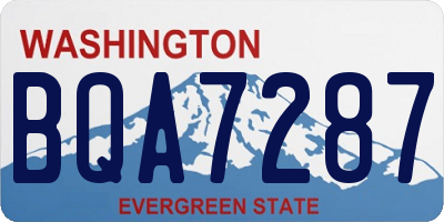 WA license plate BQA7287