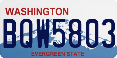 WA license plate BQW5803