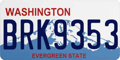 WA license plate BRK9353