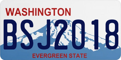 WA license plate BSJ2018