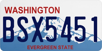 WA license plate BSX5451