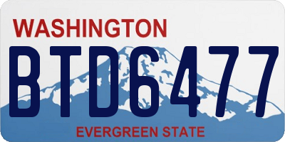 WA license plate BTD6477
