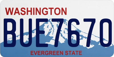 WA license plate BUE7670