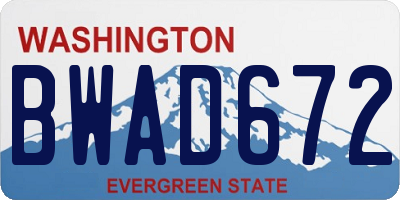 WA license plate BWAD672