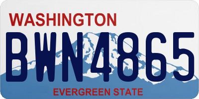 WA license plate BWN4865