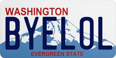 WA license plate BYELOL