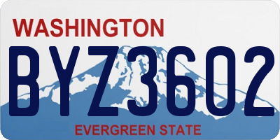 WA license plate BYZ3602