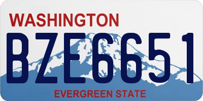 WA license plate BZE6651