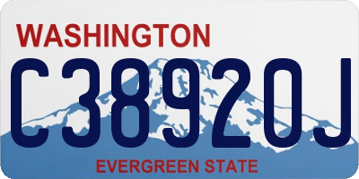 WA license plate C38920J