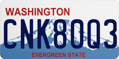 WA license plate CNK80Q3