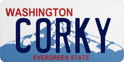 WA license plate CORKY