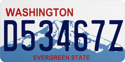 WA license plate D53467Z