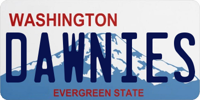 WA license plate DAWNIES