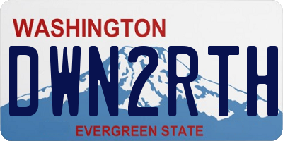 WA license plate DWN2RTH