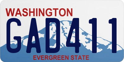 WA license plate GAD411