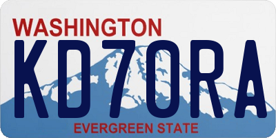 WA license plate KD70RA