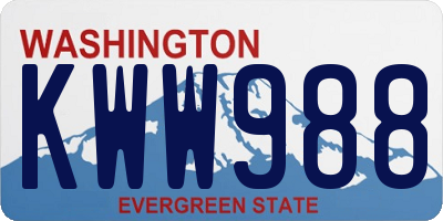 WA license plate KWW988