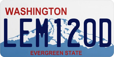 WA license plate LEM120D