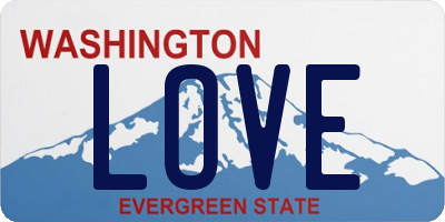 WA license plate LOVE