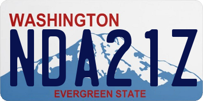 WA license plate NDA21Z