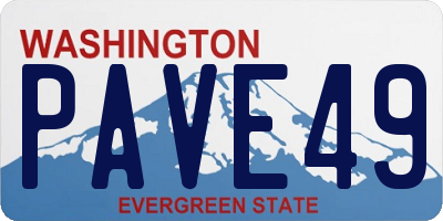 WA license plate PAVE49