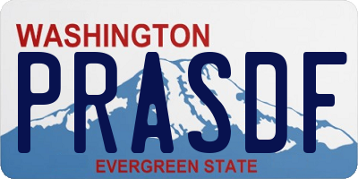 WA license plate PRASDF