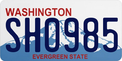 WA license plate SH0985