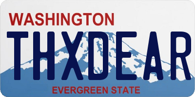 WA license plate THXDEAR