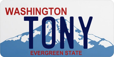 WA license plate TONY