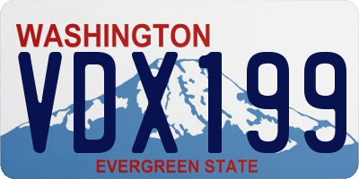 WA license plate VDX199