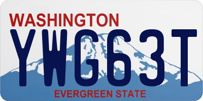 WA license plate YWG63T