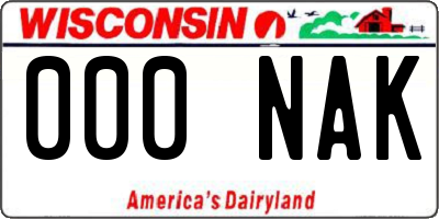 WI license plate 000NAK
