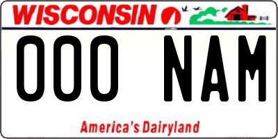 WI license plate 000NAM