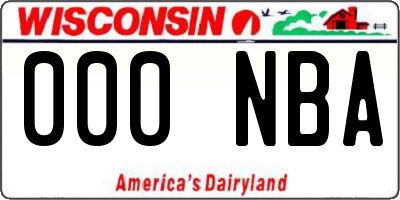 WI license plate 000NBA