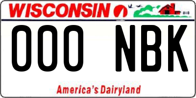 WI license plate 000NBK