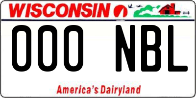WI license plate 000NBL