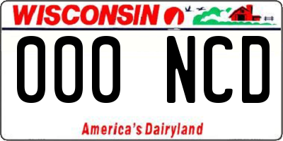 WI license plate 000NCD