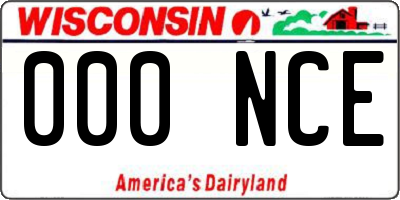 WI license plate 000NCE