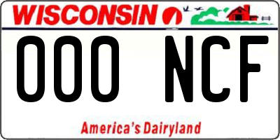 WI license plate 000NCF