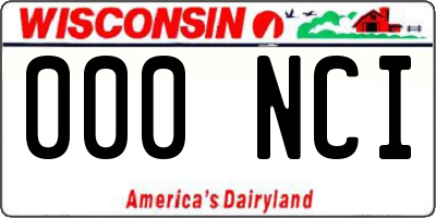 WI license plate 000NCI