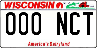 WI license plate 000NCT