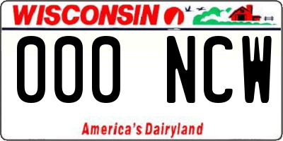 WI license plate 000NCW