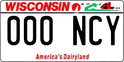 WI license plate 000NCY
