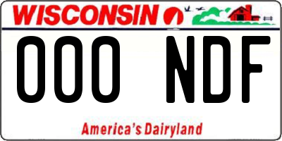 WI license plate 000NDF