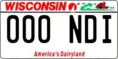 WI license plate 000NDI
