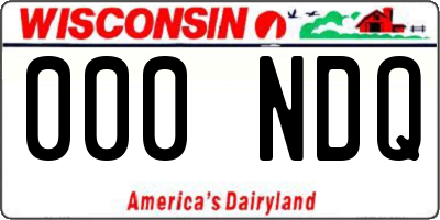 WI license plate 000NDQ