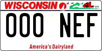 WI license plate 000NEF